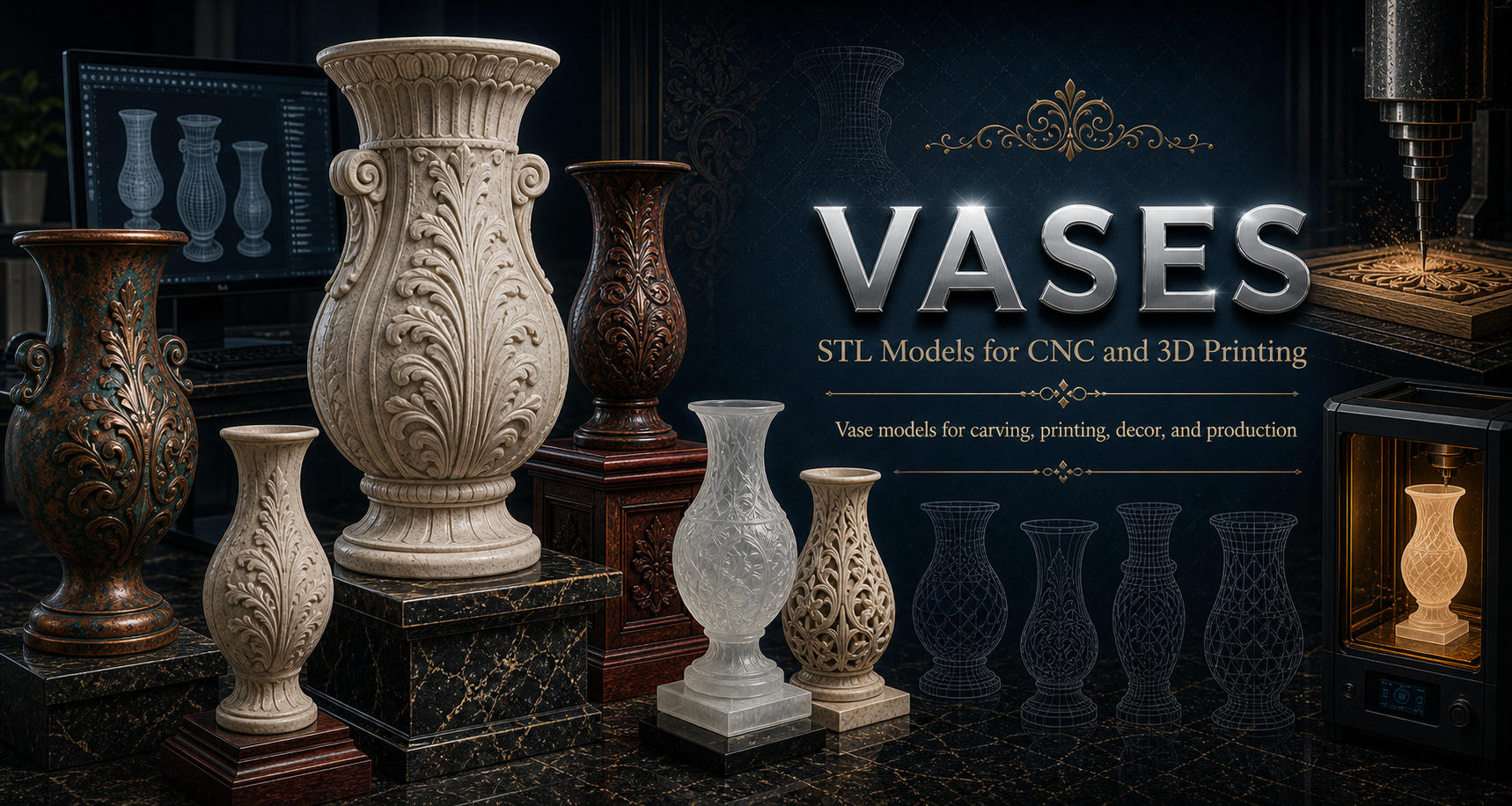 Vases 3D модели для ЧПУ