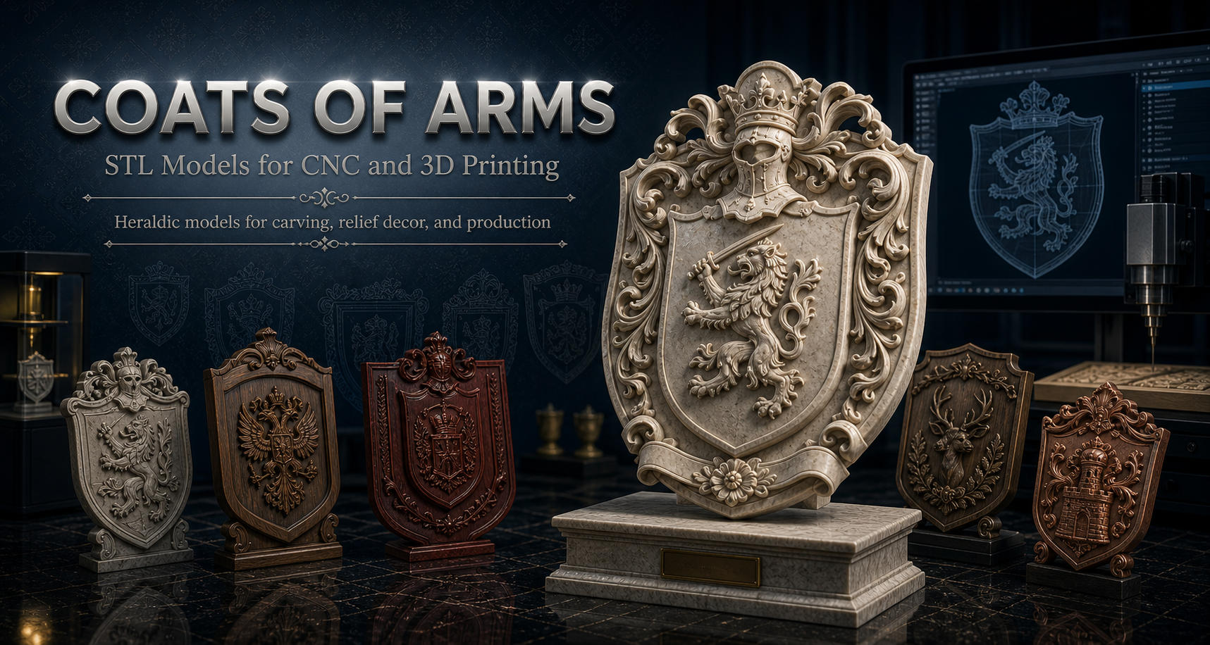 Coats of arms 3D модели для ЧПУ