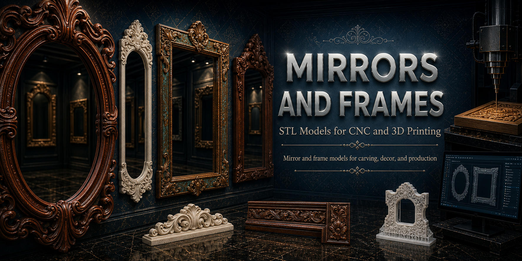 Mirrors and frames 3D модели для ЧПУ