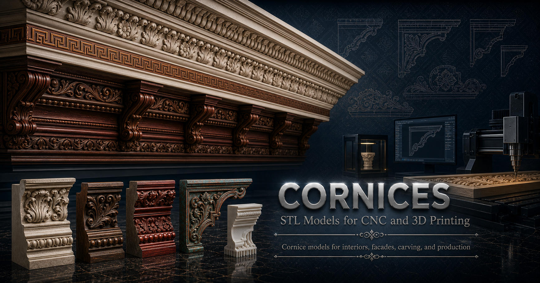 Cornices 3D модели для ЧПУ