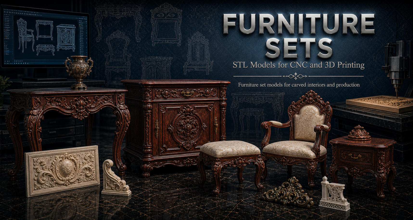Furniture Sets 3D модели для ЧПУ