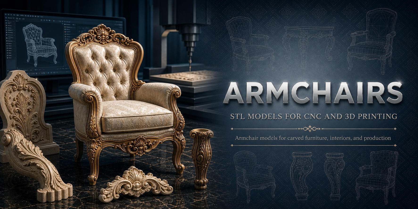 Armchairs 3D модели для ЧПУ