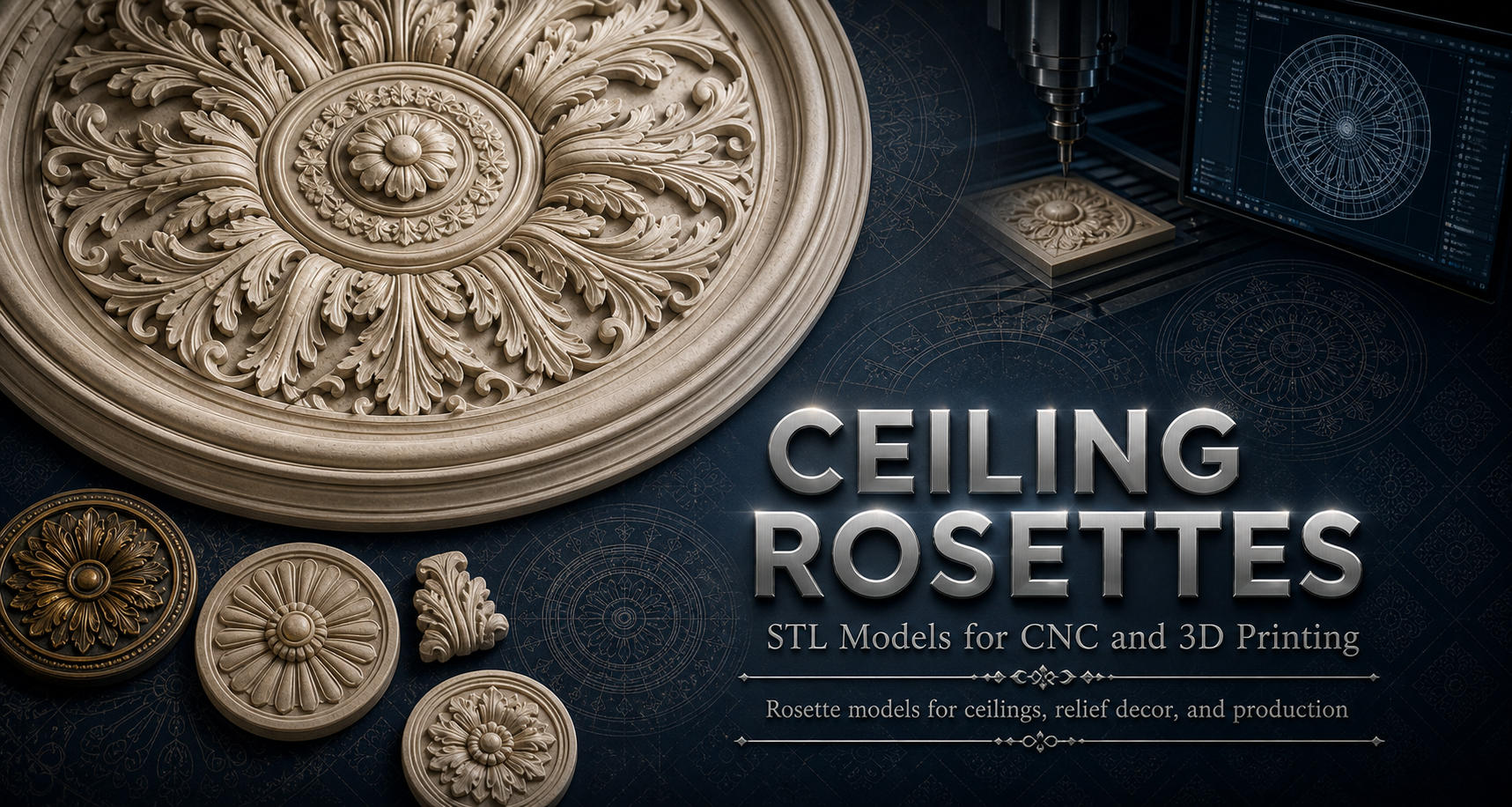 Ceiling rosettes 3D модели для ЧПУ