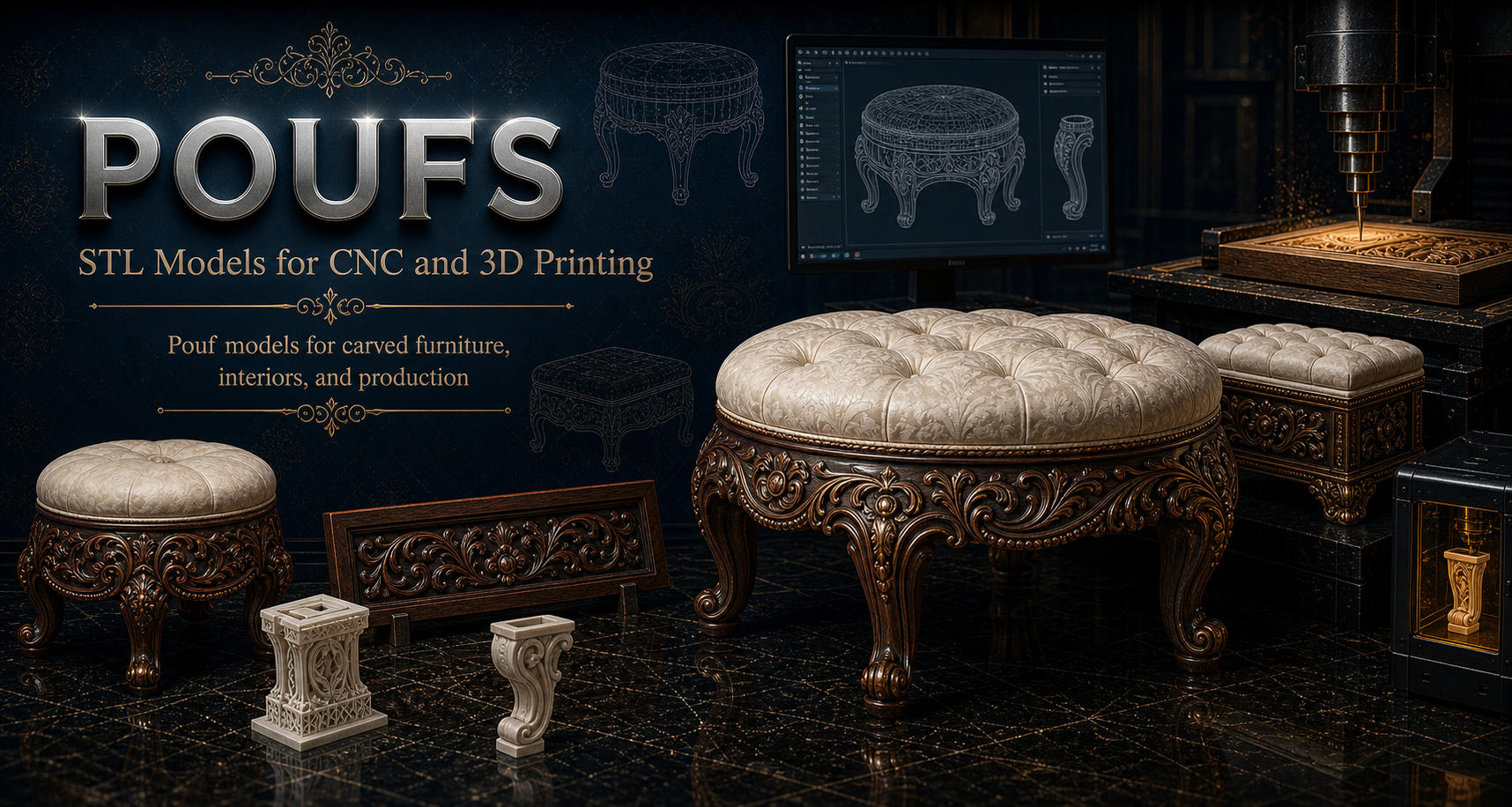 Pouffes 3D модели для ЧПУ