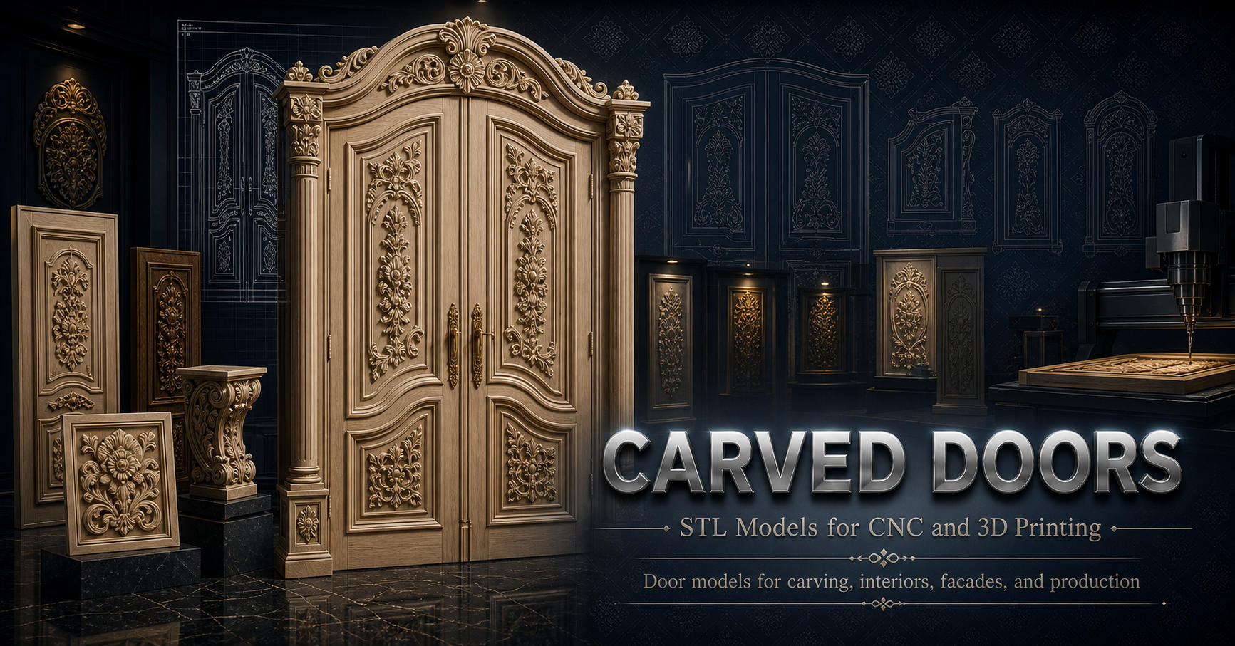 Carved doors 3D модели для ЧПУ