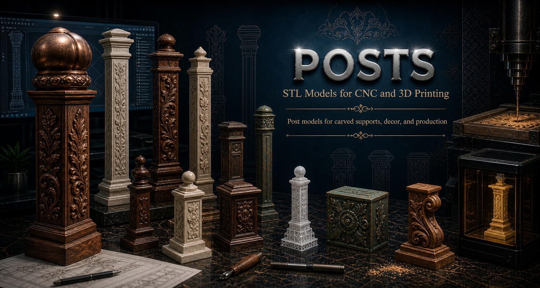 Pillars 3D модели для ЧПУ