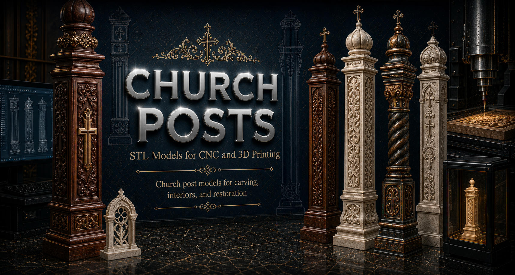 Pillars of the church 3D модели для ЧПУ