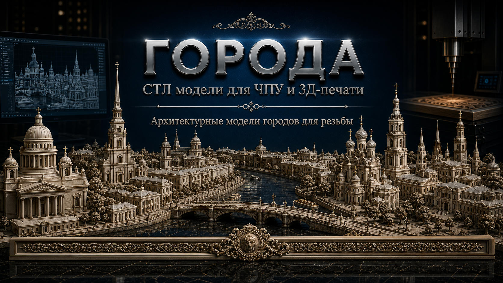 Города, архитектура 3D модели для ЧПУ