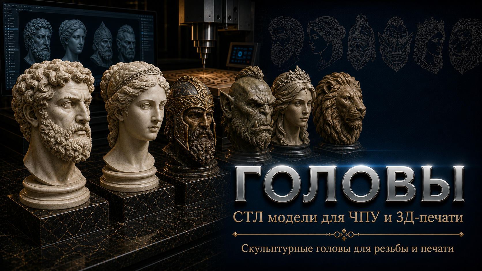 Головы 3D модели для ЧПУ