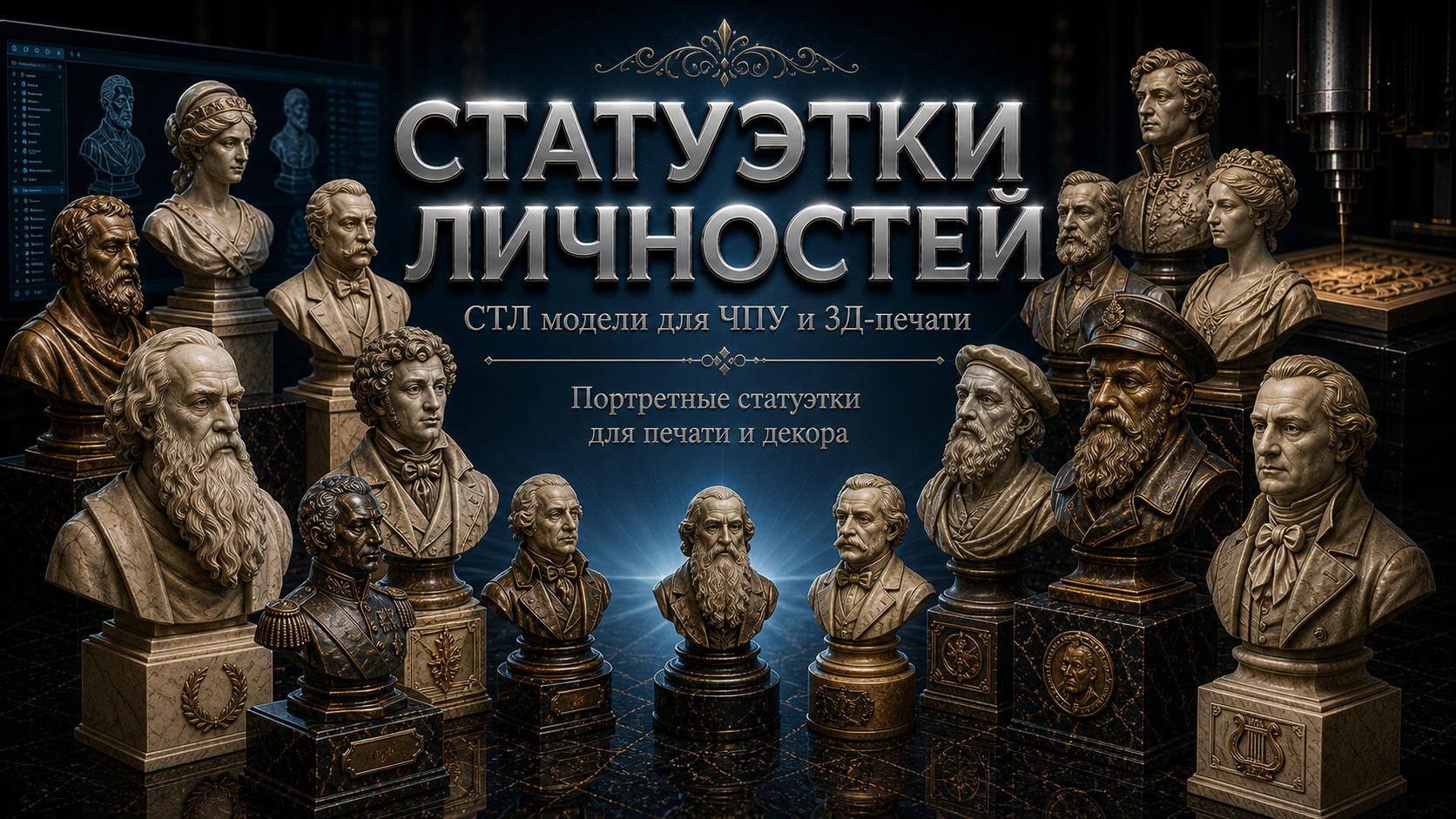 Статуэтки известных личностей 3D модели для ЧПУ