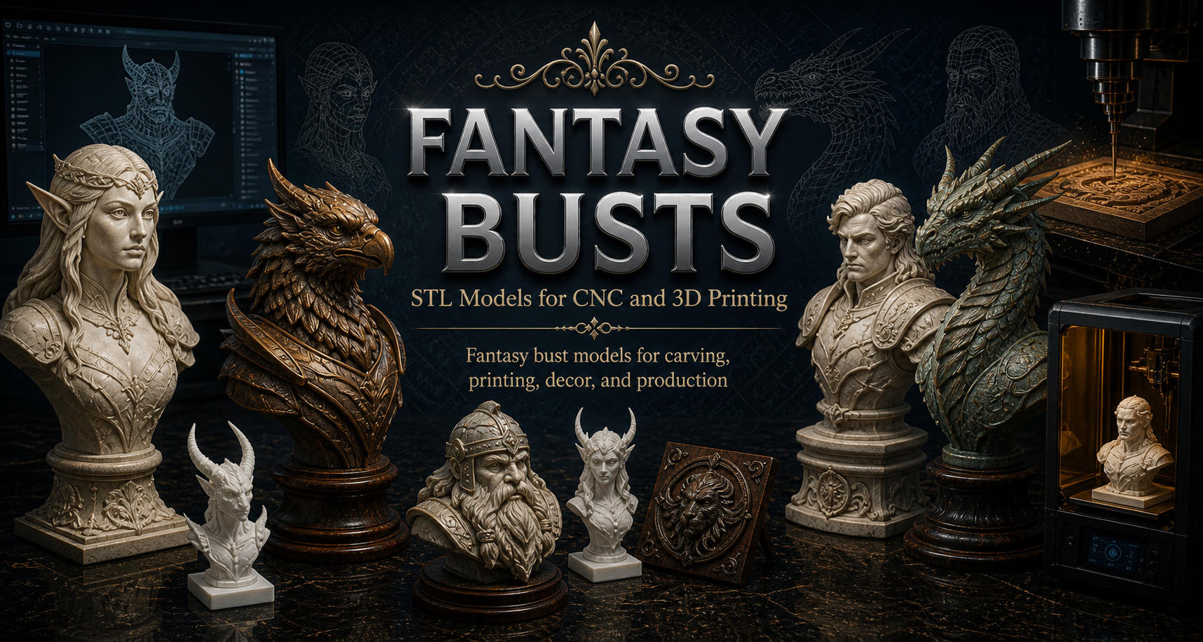 Busts of monsters and heroes 3D модели для ЧПУ