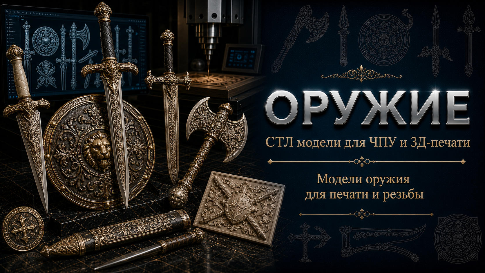 Оружие 3D модели для ЧПУ