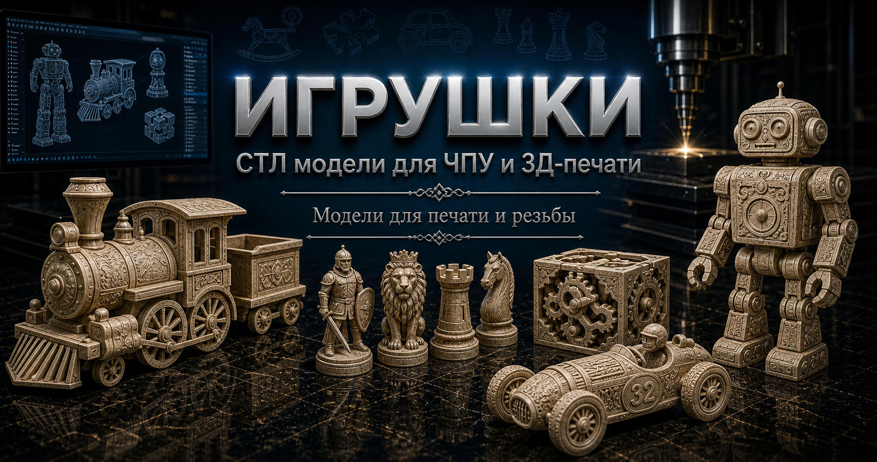 Игрушки 3D модели для ЧПУ