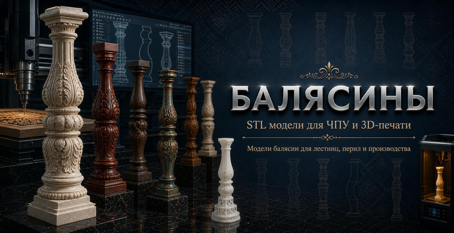 Балясины 3D модели для ЧПУ