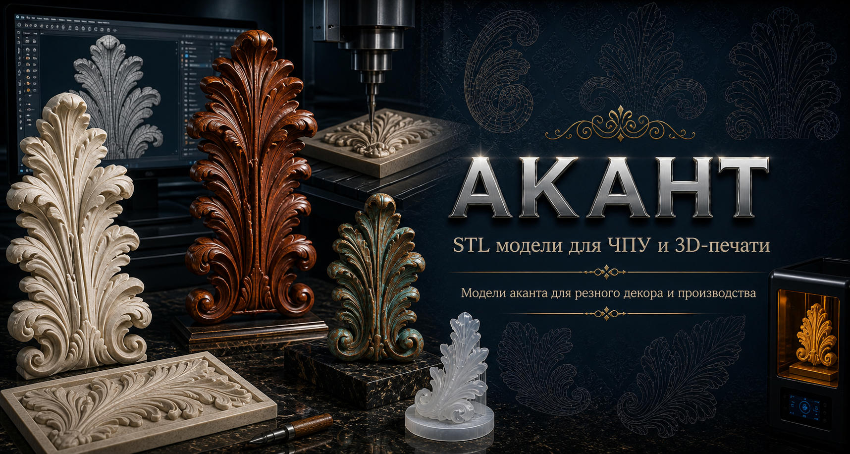 Акант 3D модели для ЧПУ