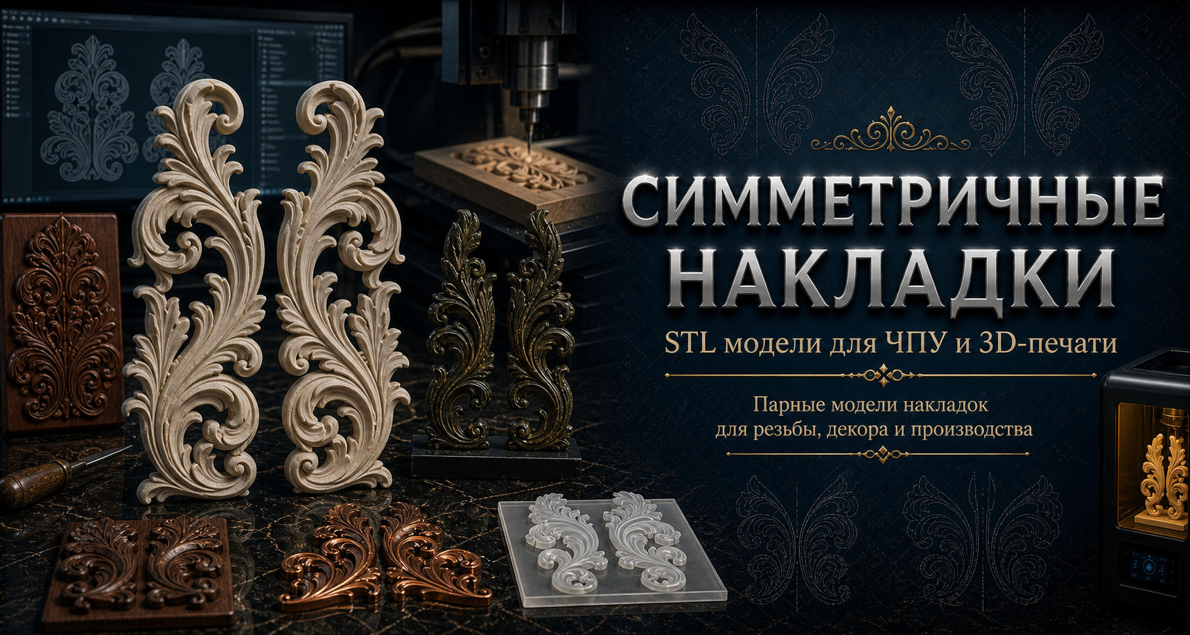 Накладки симметричные 3D модели для ЧПУ