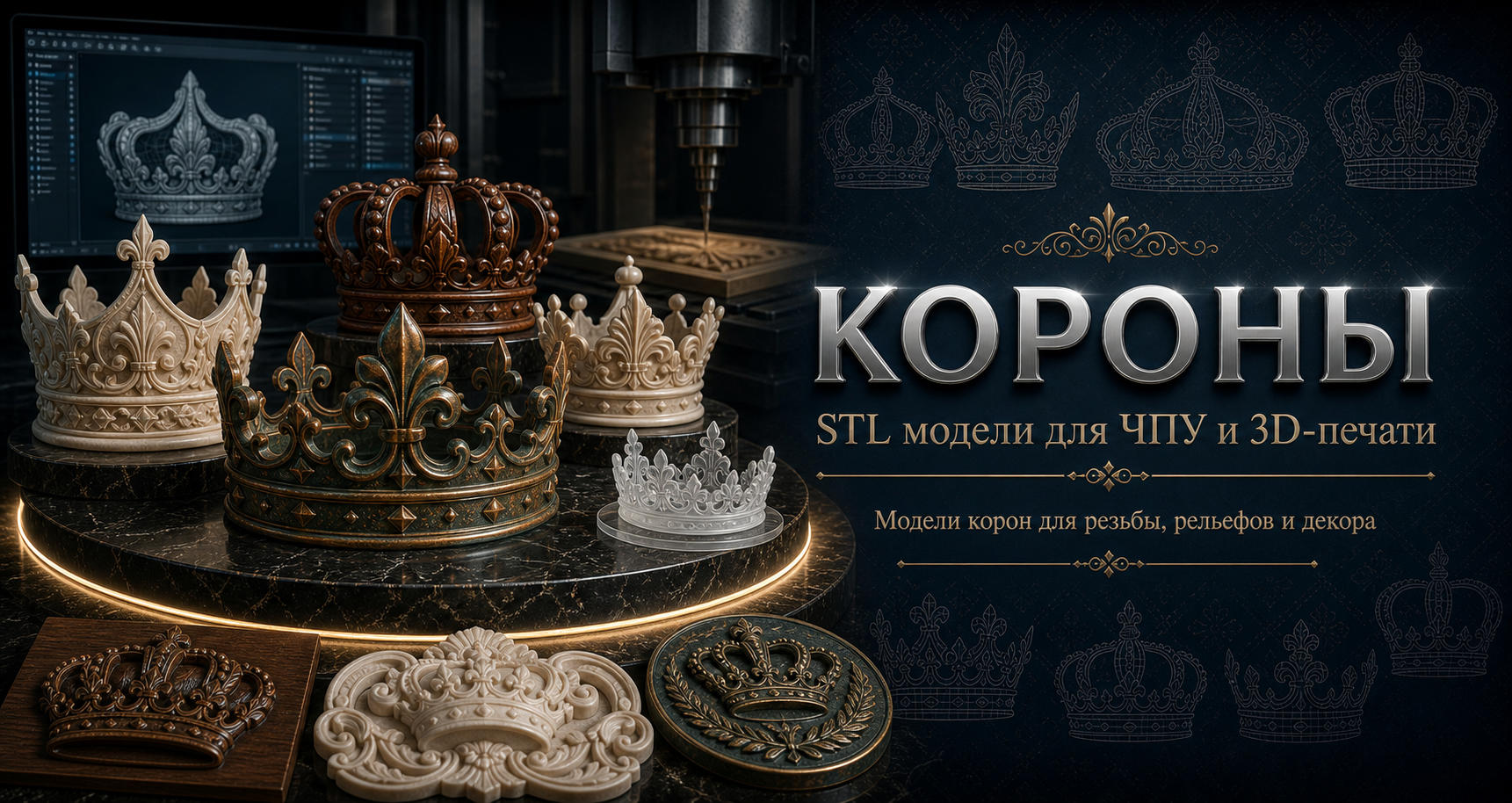 Короны 3D модели для ЧПУ