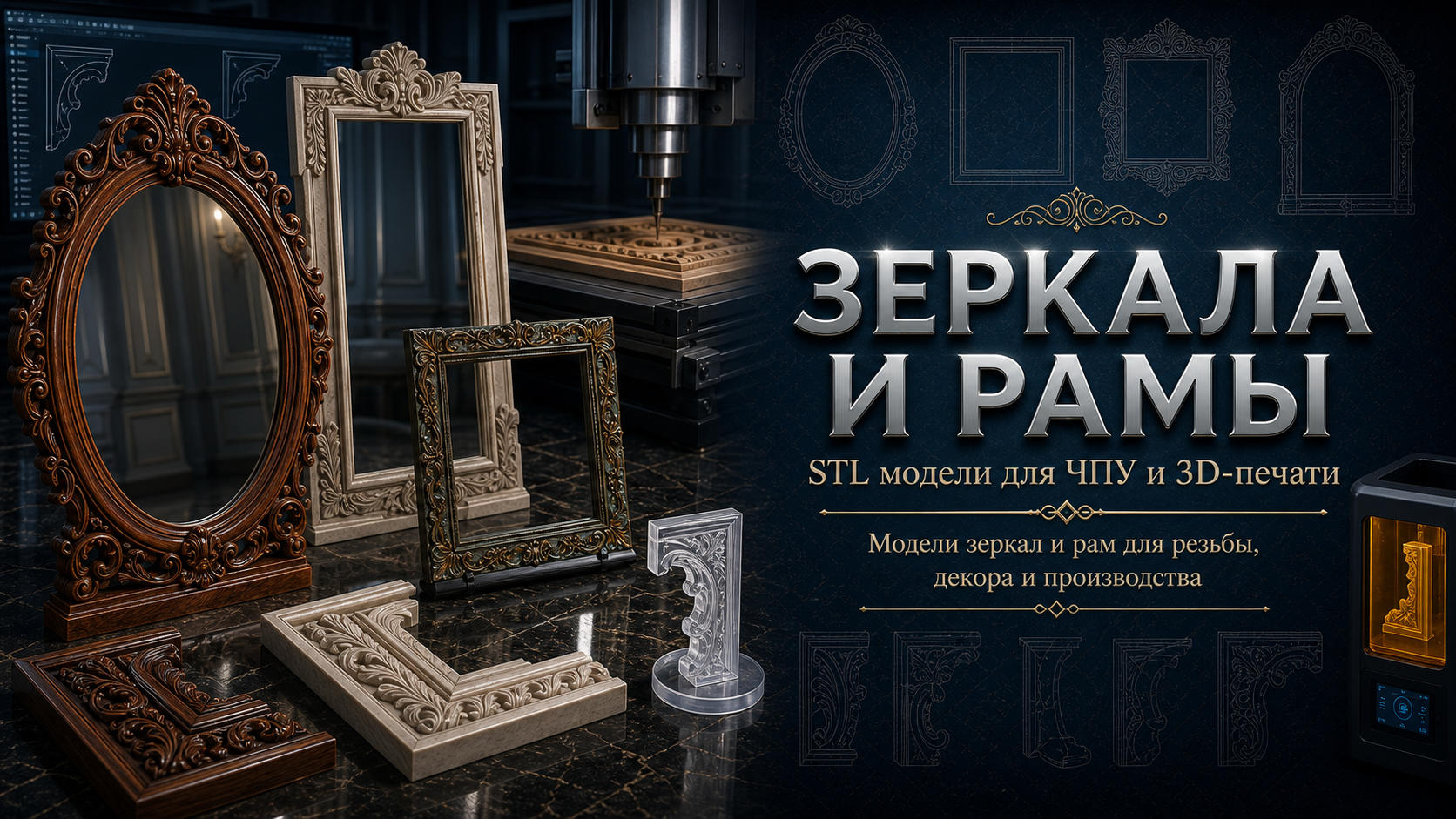 Зеркала и рамы 3D модели для ЧПУ