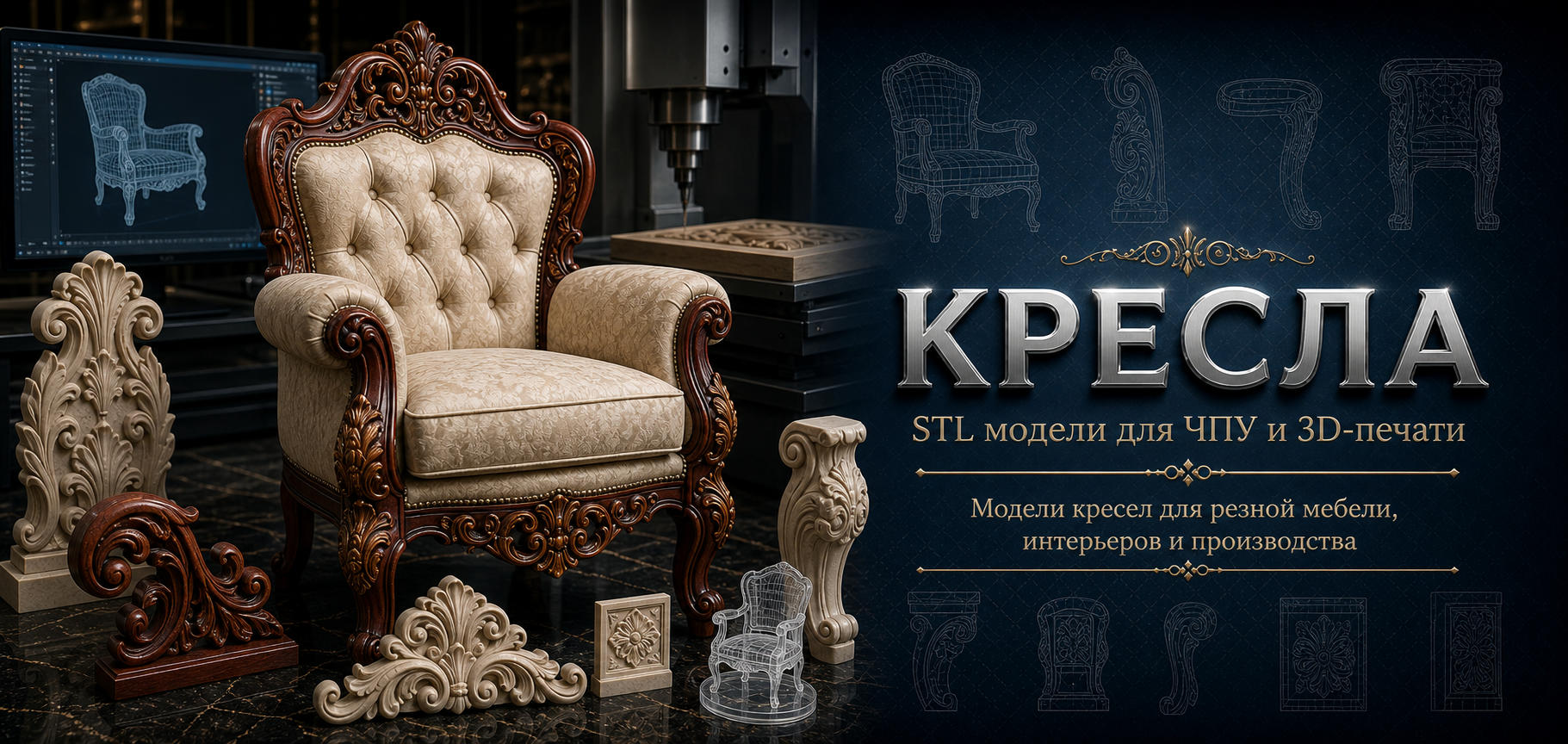 Кресла 3D модели для ЧПУ