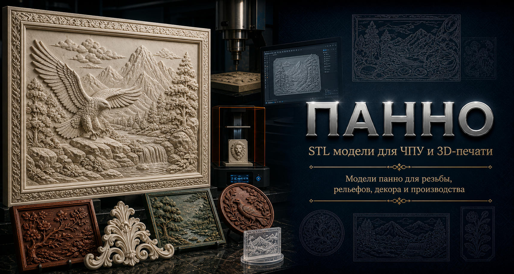 Панно 3D модели для ЧПУ