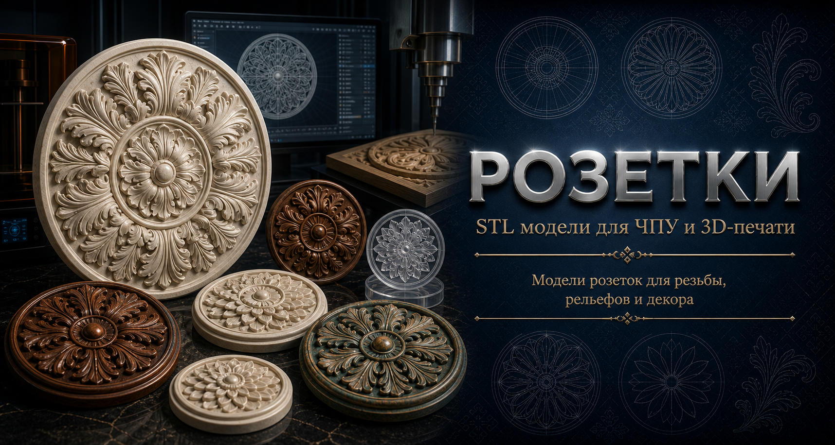 Розетки 3D модели для ЧПУ