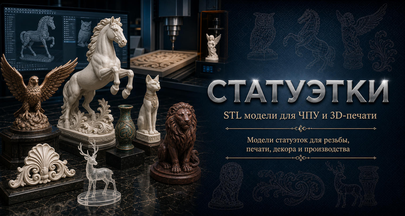 Статуэтки 3D модели для ЧПУ