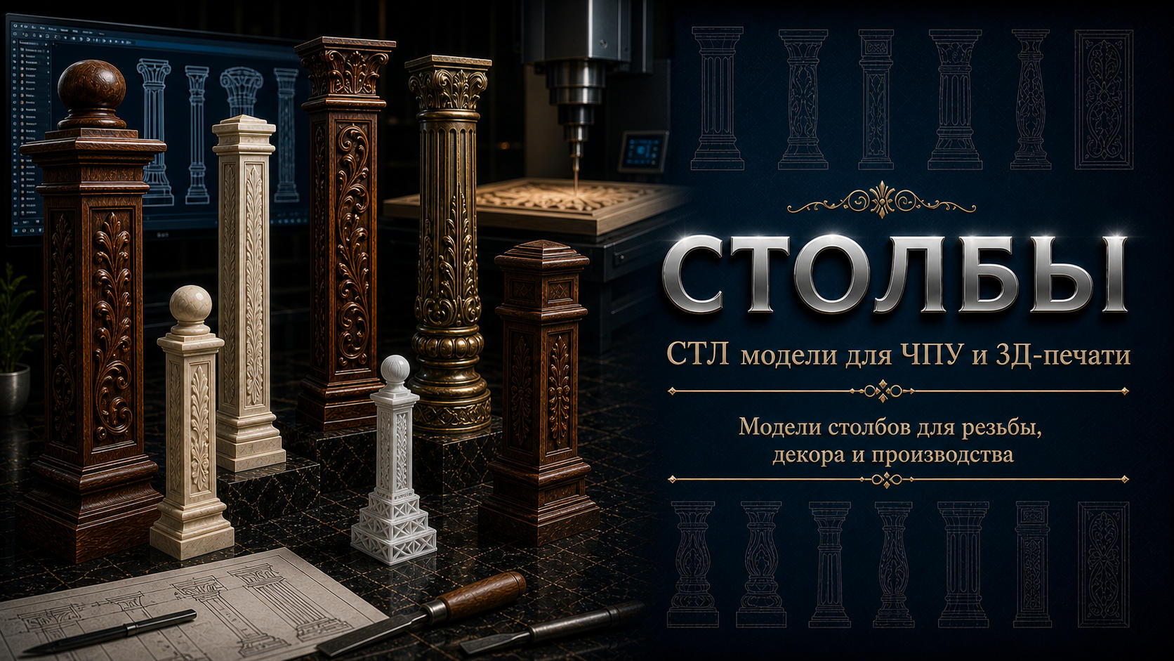 Столбы 3D модели для ЧПУ