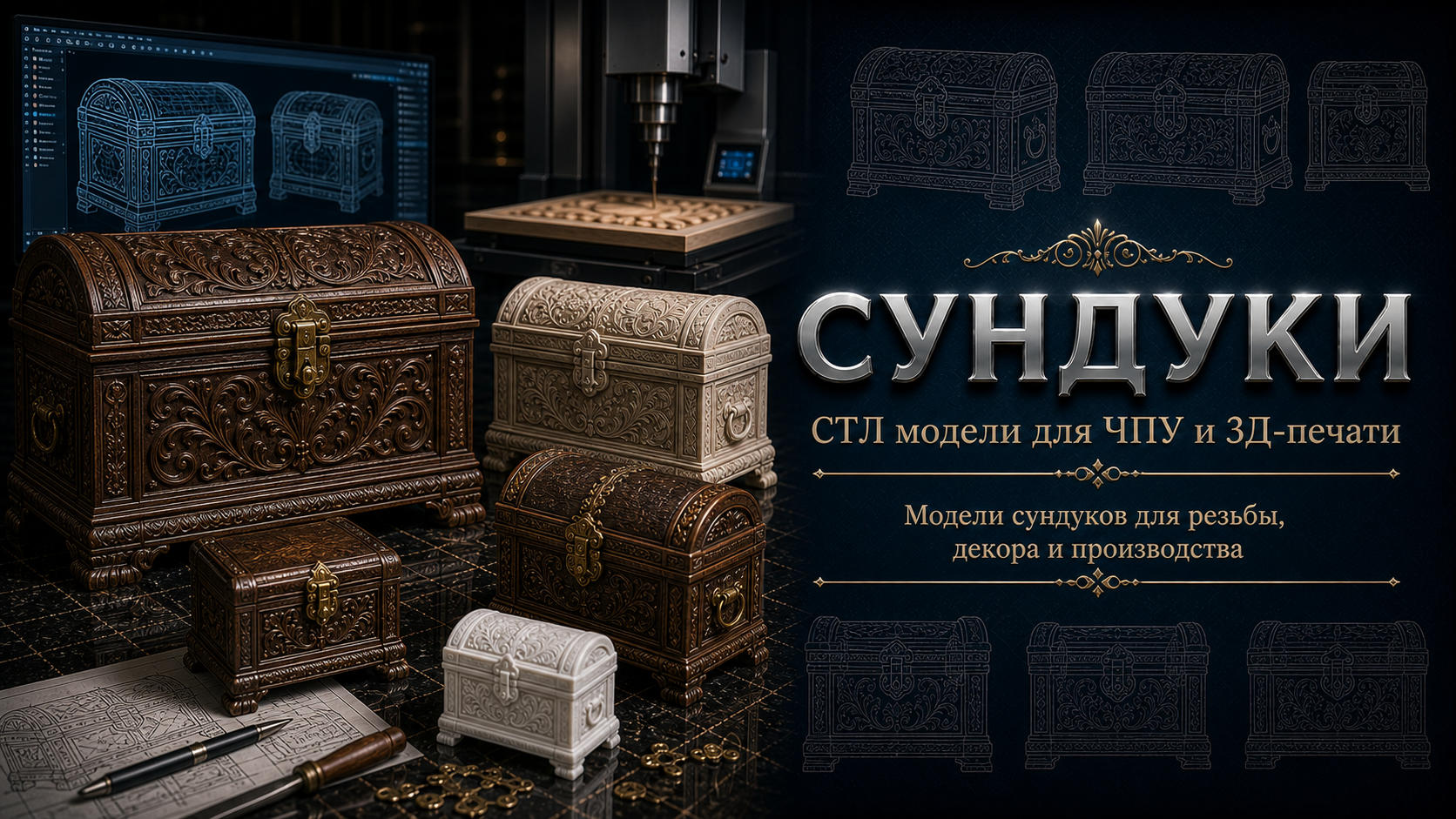 Сундуки 3D модели для ЧПУ