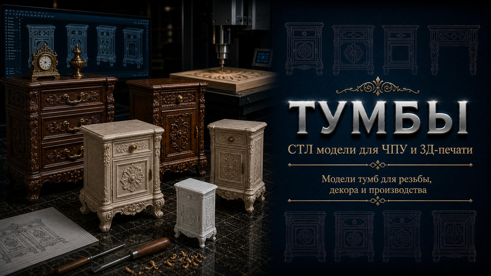 Тумбы 3D модели для ЧПУ