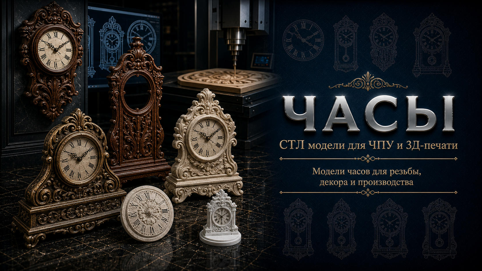 Часы 3D модели для ЧПУ