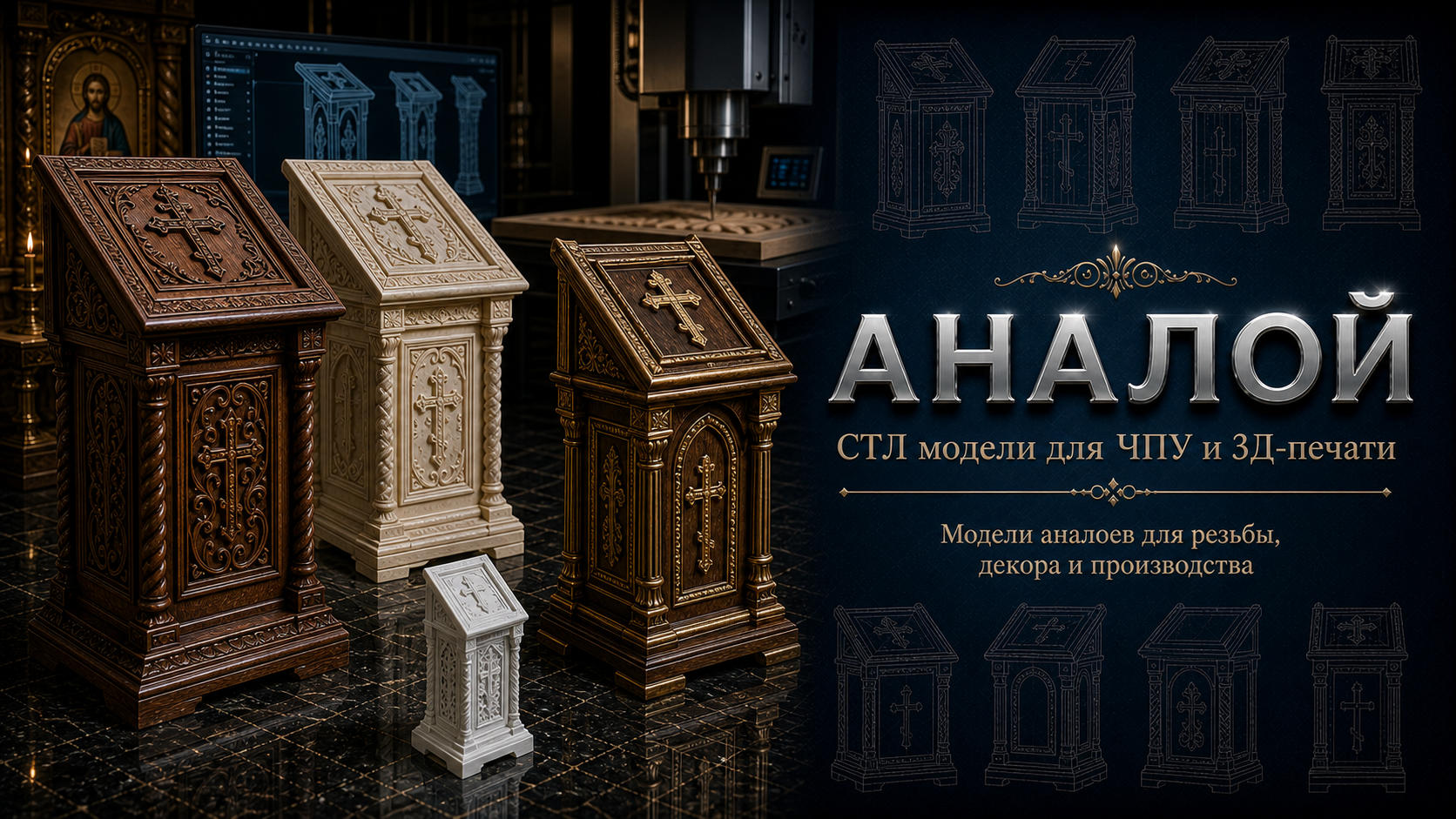 Аналой 3D модели для ЧПУ