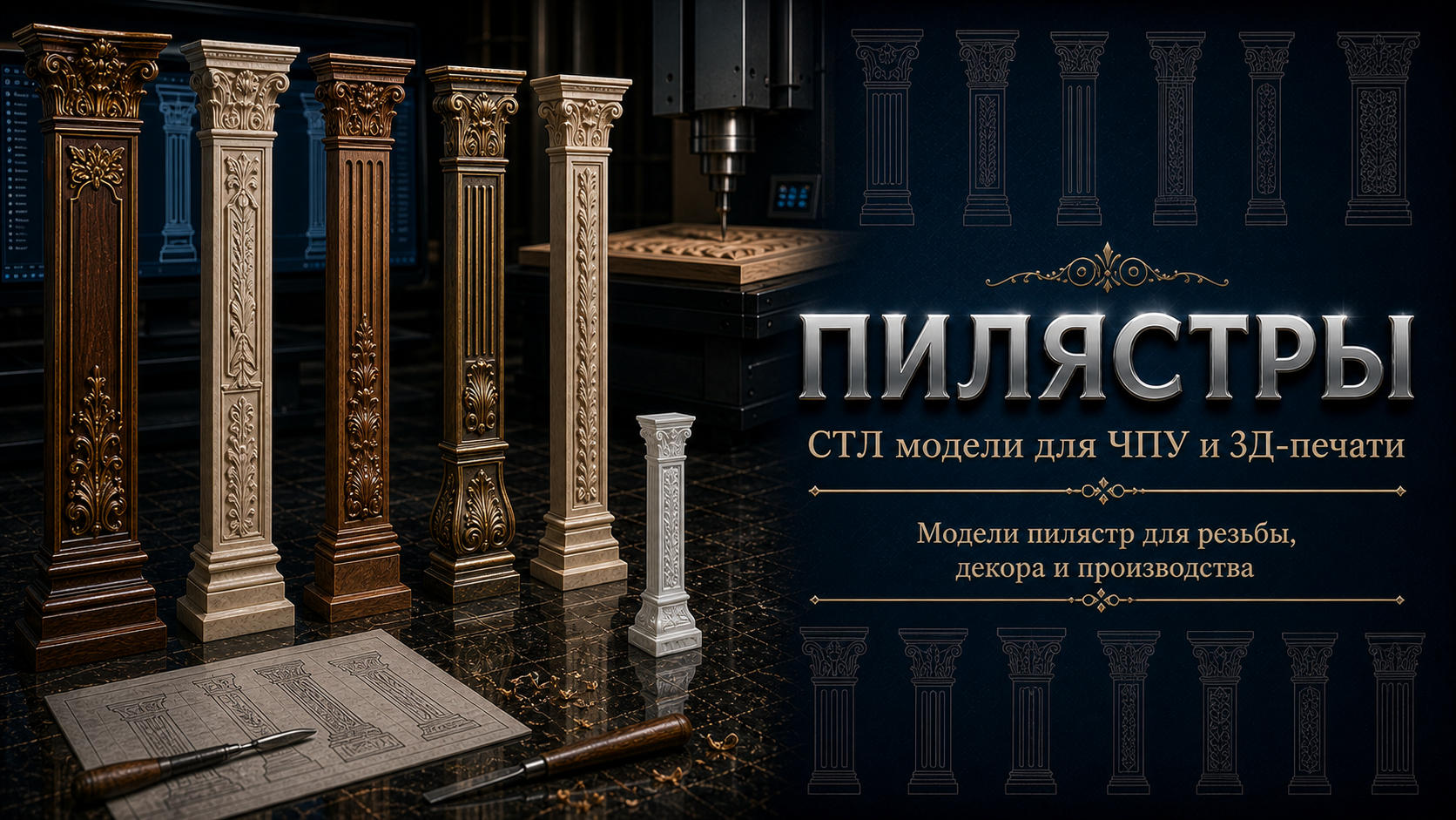 Пилястры 3D модели для ЧПУ