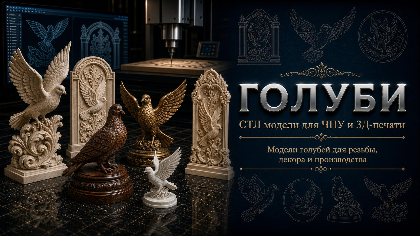 Голуби 3D модели для ЧПУ