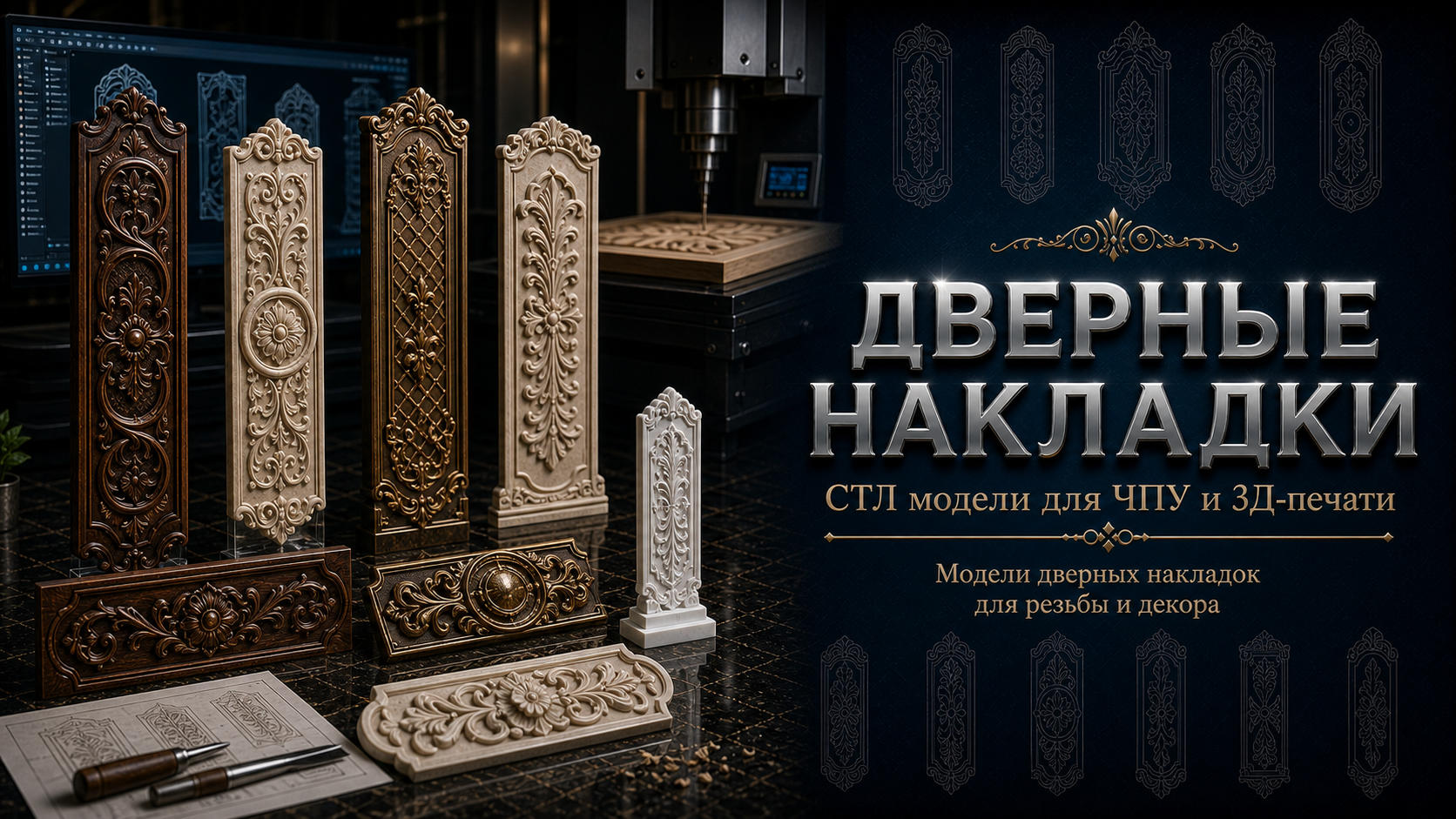 Дверные накладки 3D модели для ЧПУ