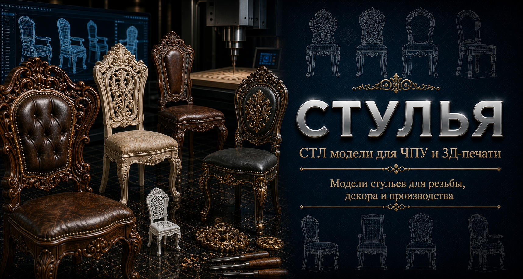 Стулья 3D модели для ЧПУ