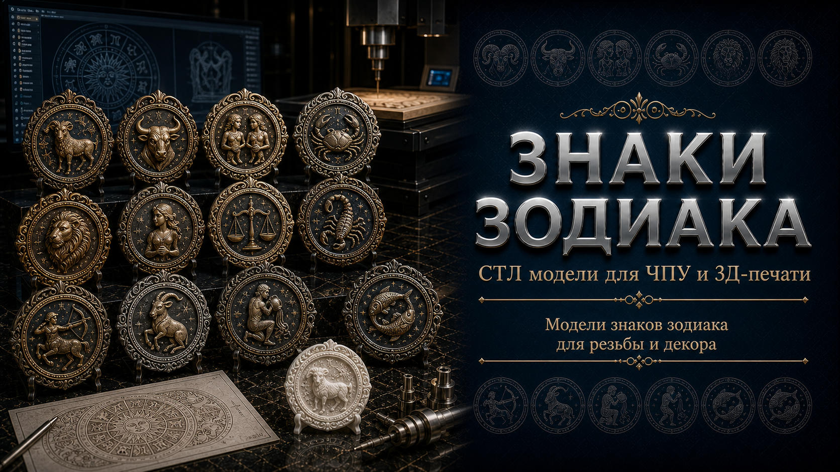 Знаки зодиака 3D модели для ЧПУ
