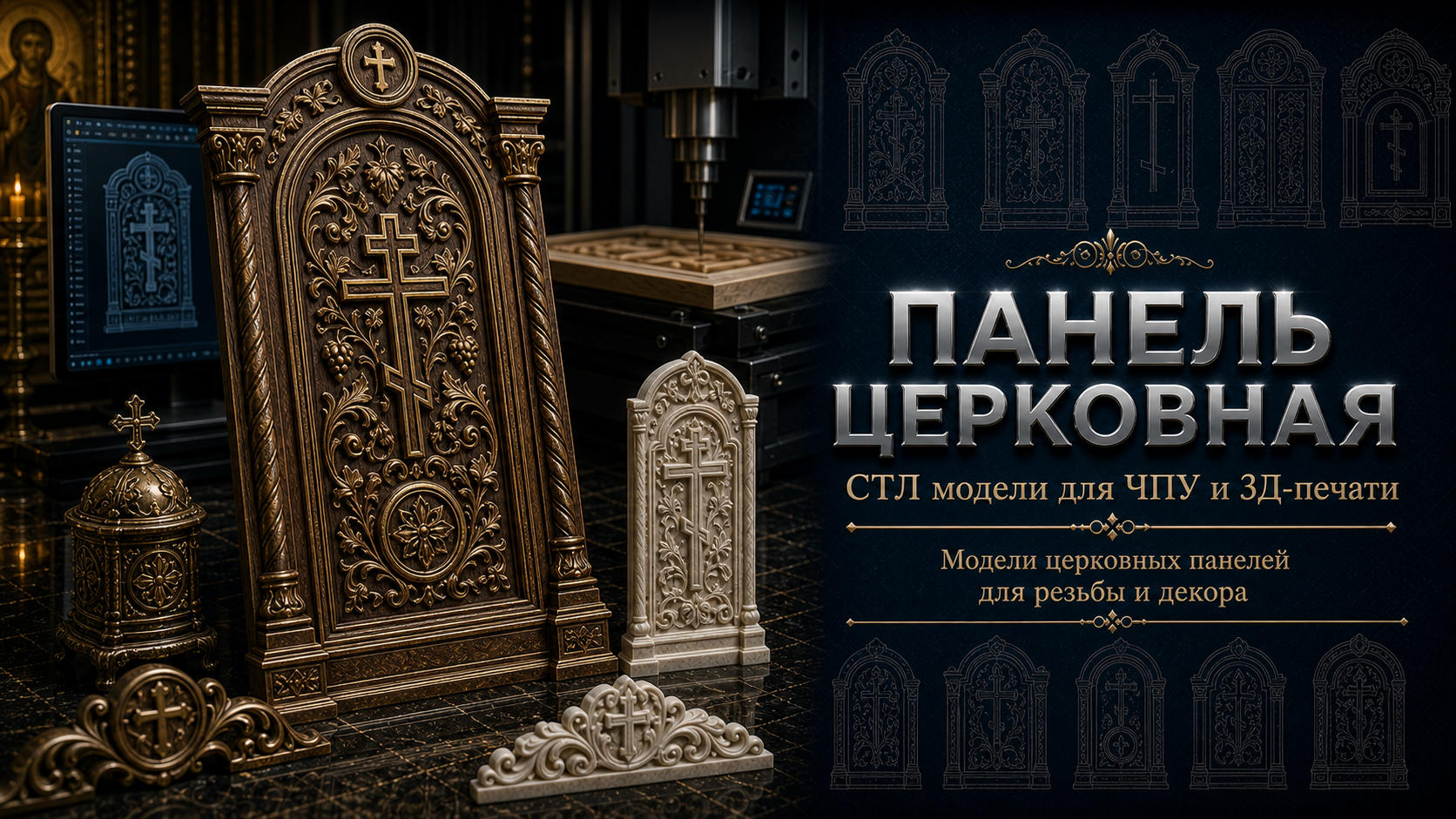 Панели церковные 3D модели для ЧПУ