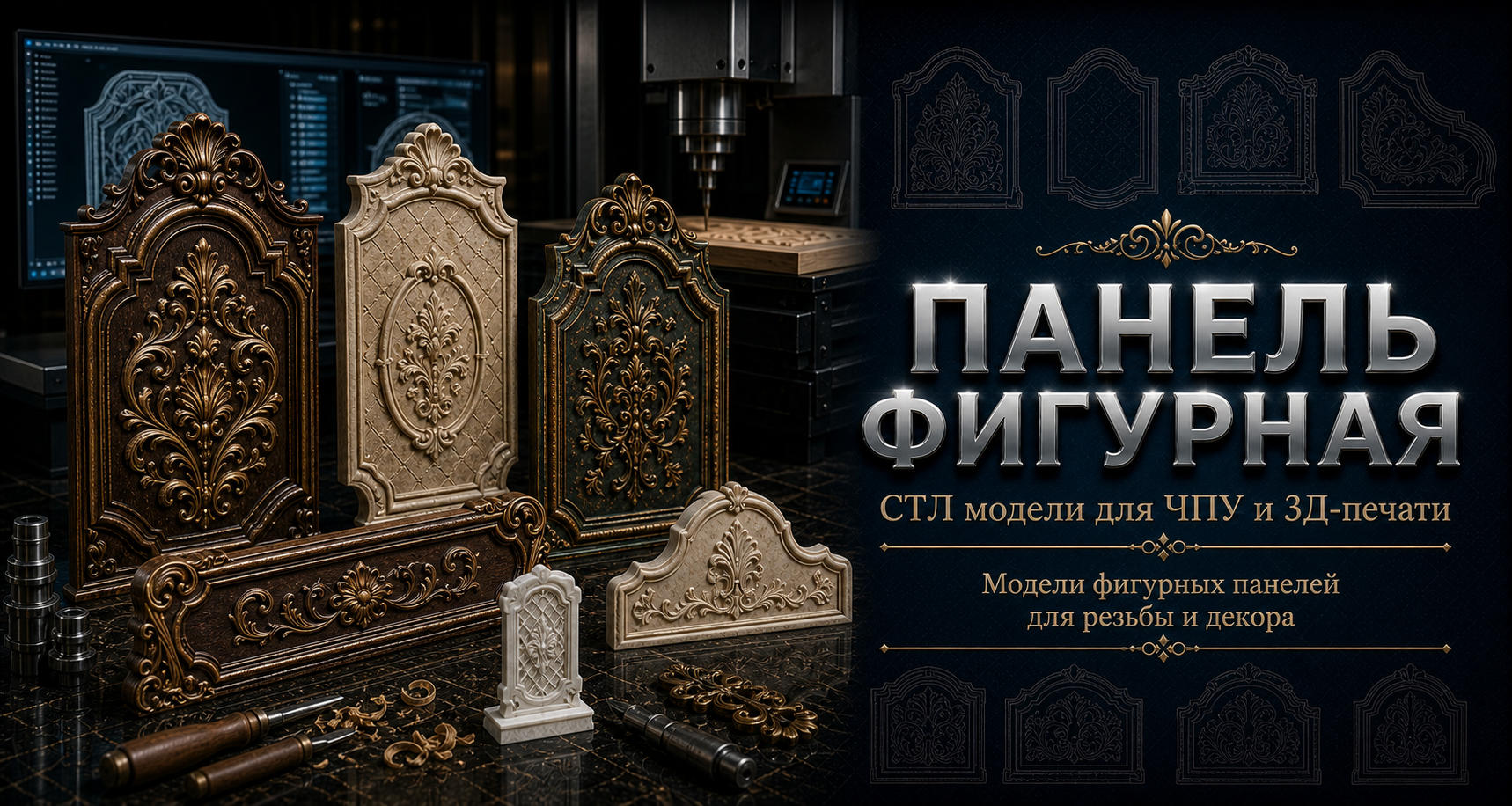 Панели фигурные 3D модели для ЧПУ
