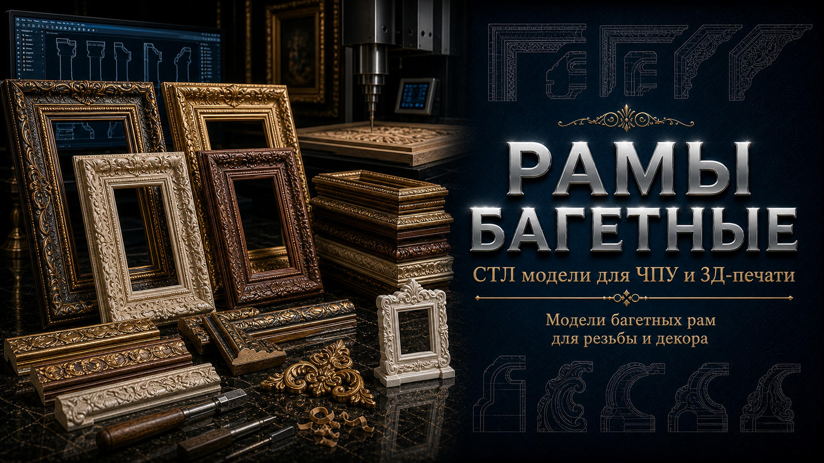 Рамы багетные 3D модели для ЧПУ