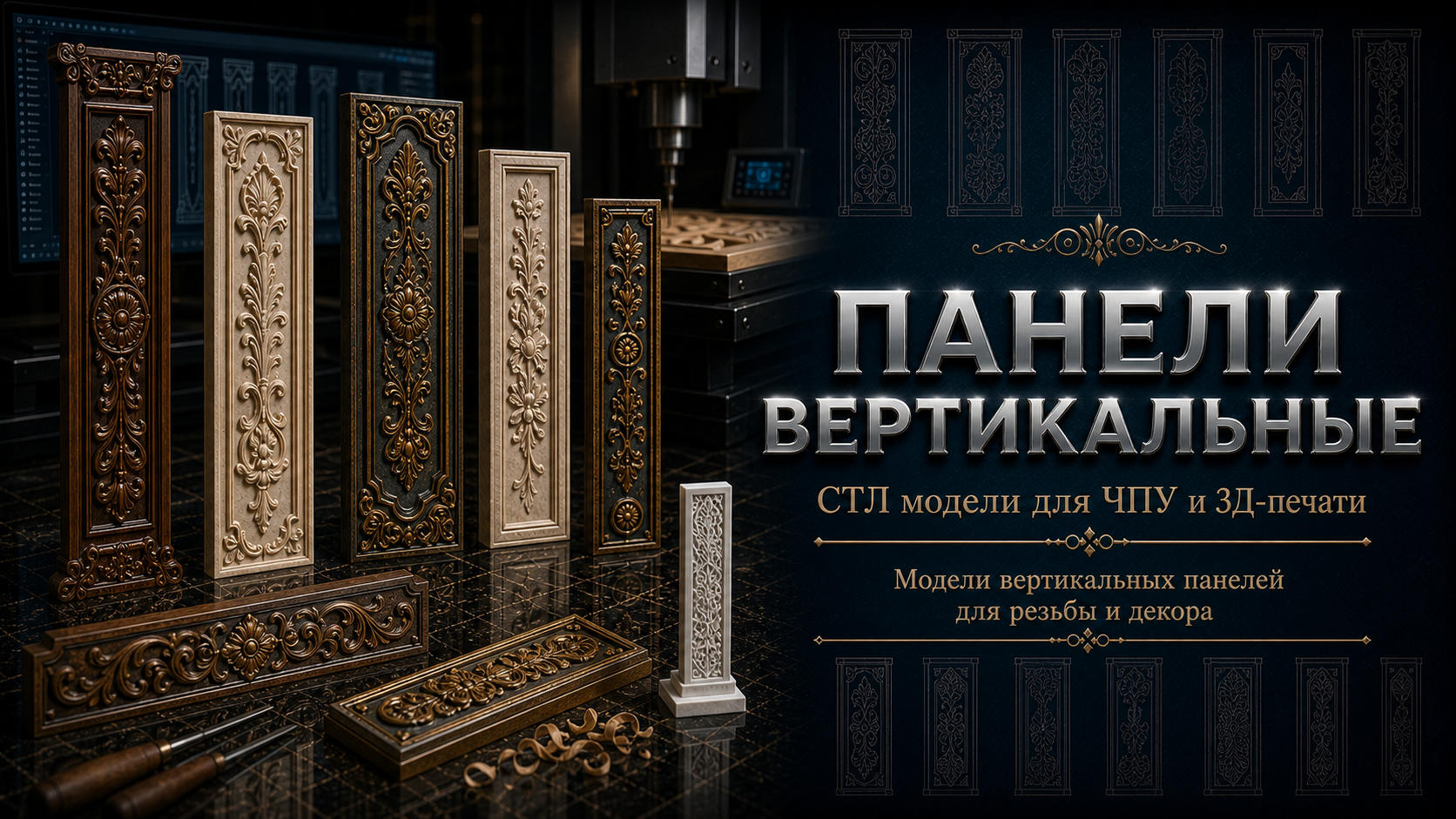 Панели вертикальные 3D модели для ЧПУ