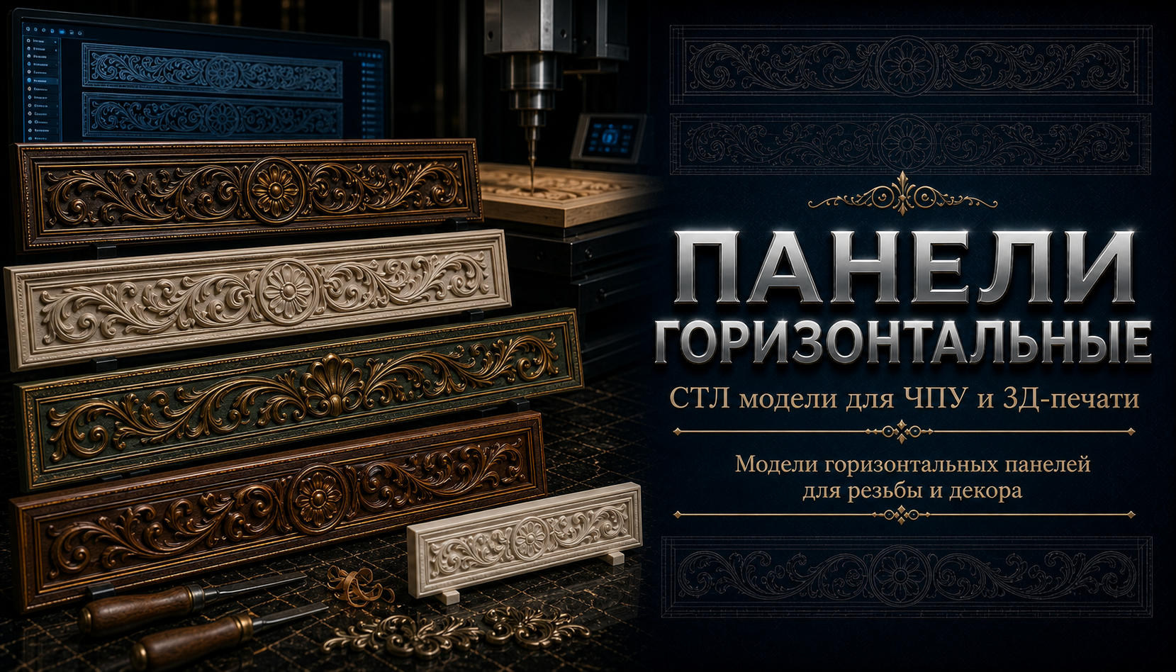 Панели горизонтальные 3D модели для ЧПУ