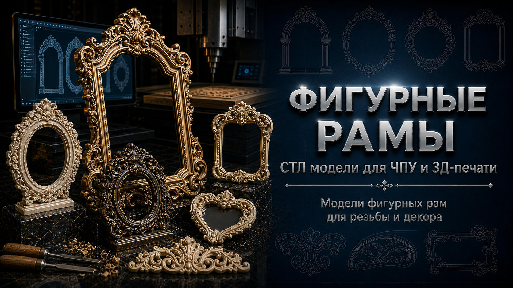 Рамы фигурные 3D модели для ЧПУ