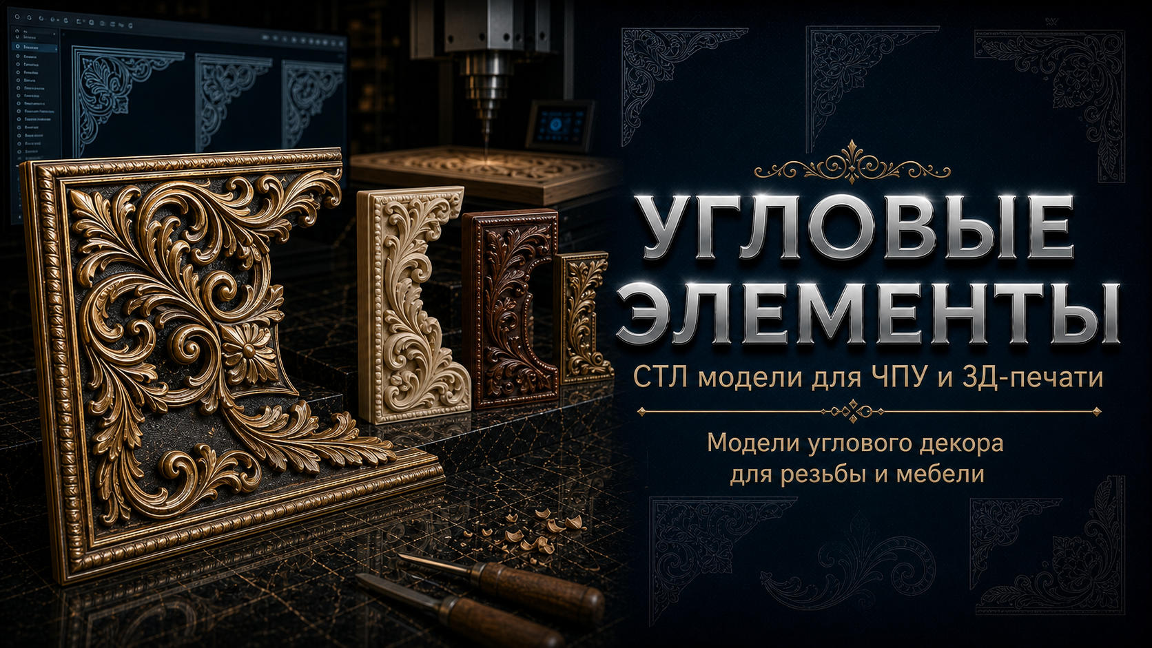 Угловые элементы 3D модели для ЧПУ