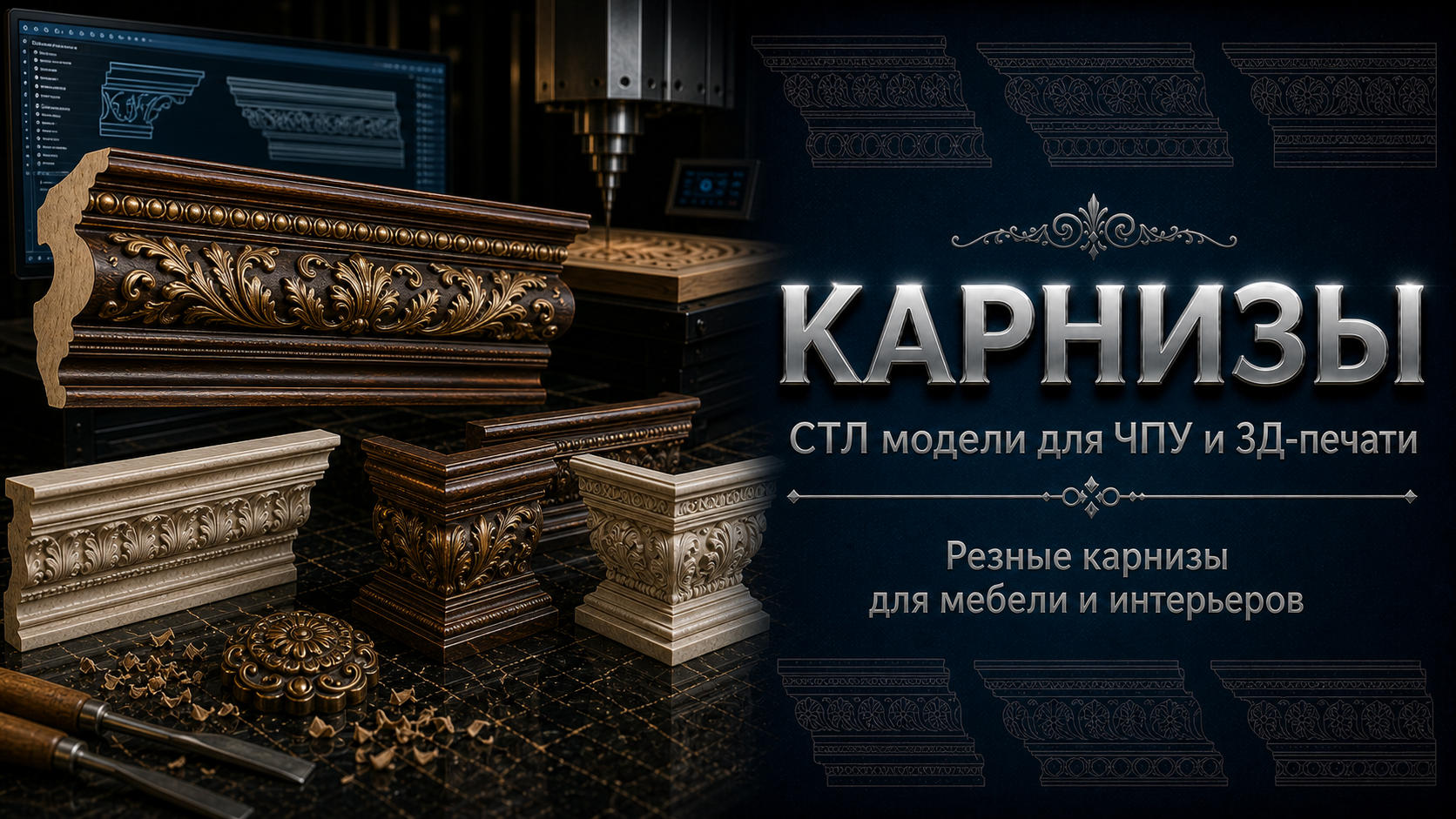 Карнизы 3D модели для ЧПУ