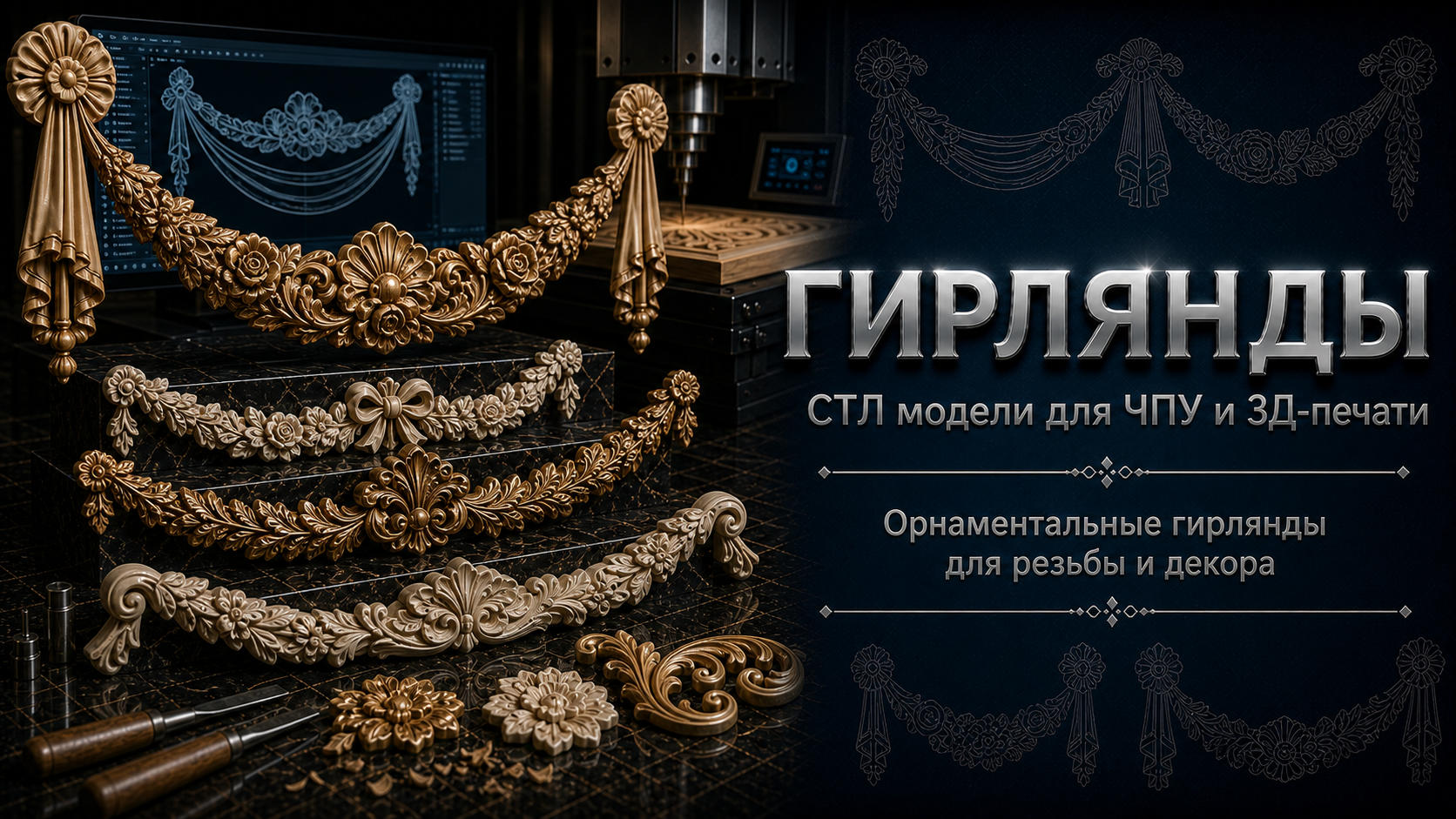 Гирлянда 3D модели для ЧПУ
