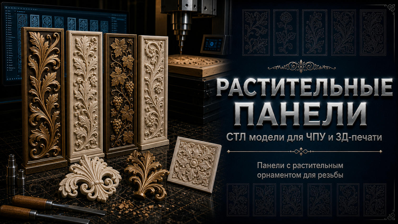 Панели растительные 3D модели для ЧПУ