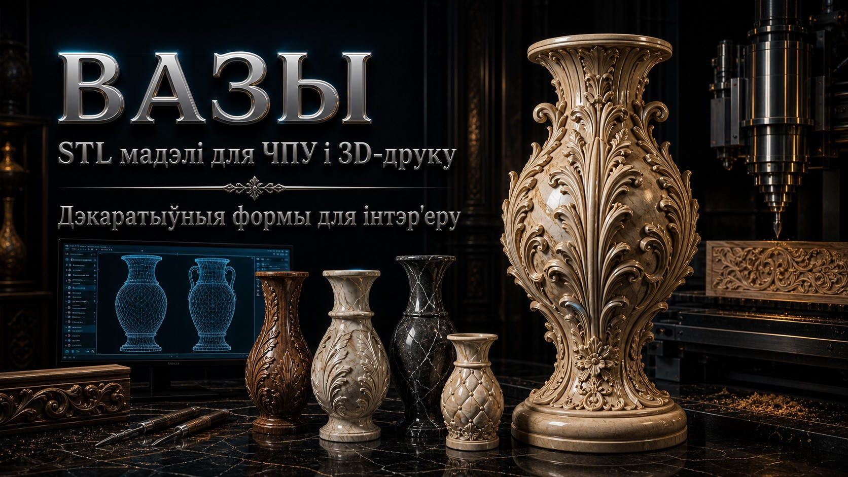 Вазы 3D модели для ЧПУ