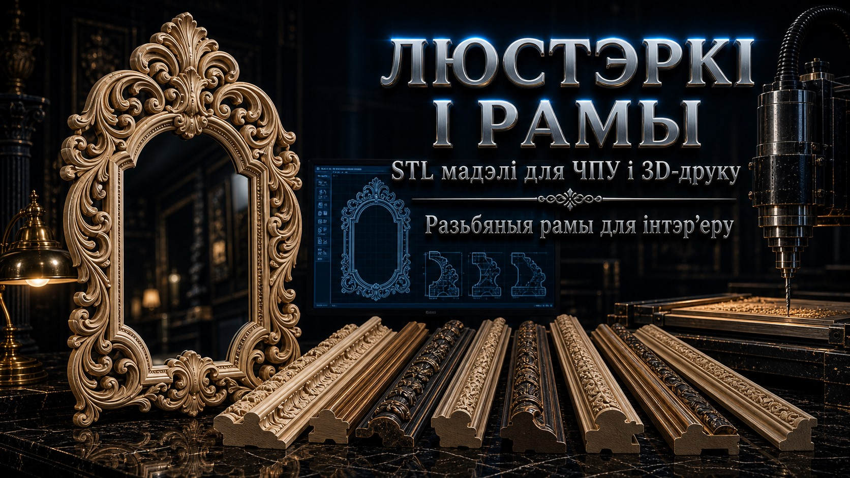 Люстэркі і рамы 3D модели для ЧПУ