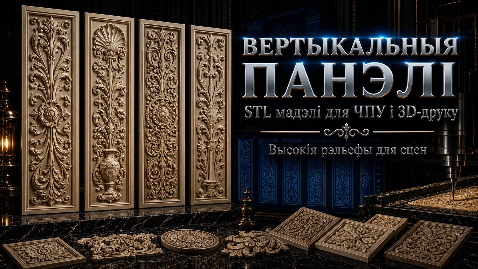 Панэлі вертыкальныя 3D модели для ЧПУ