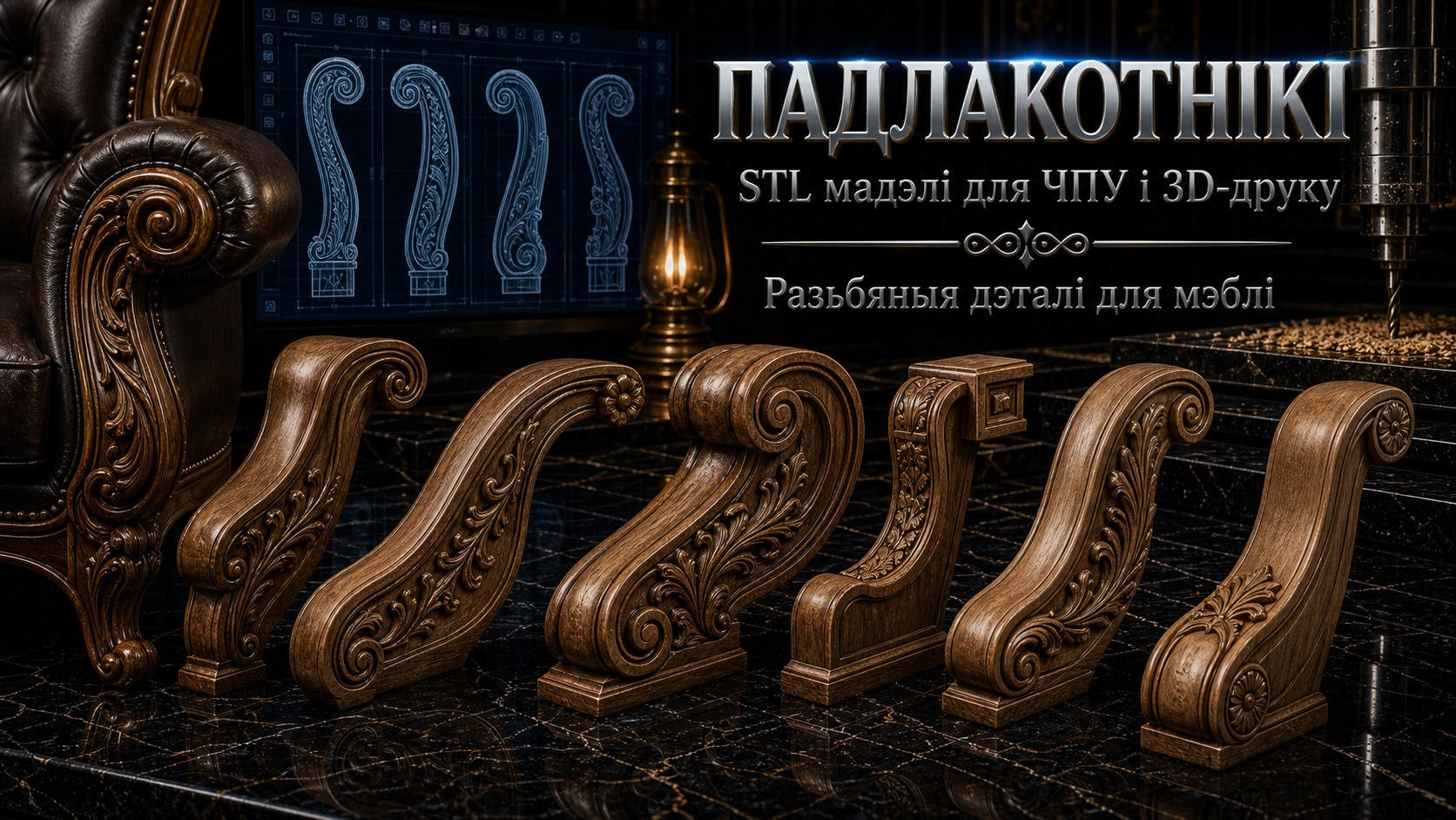 Падлакотнікі 3D модели для ЧПУ